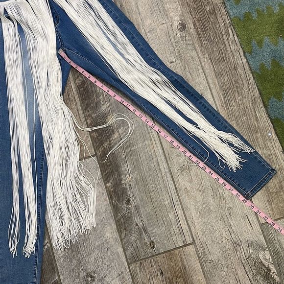 23.  NWT AP BLUE fringe jeans Size: 7 - Picture 4 of 10